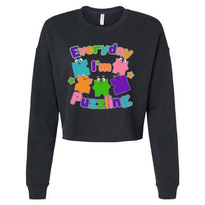 Cute Everyday I'm Puzzling Autism Awareness Cropped Pullover Crew
