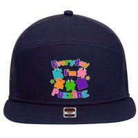 Cute Everyday I'm Puzzling Autism Awareness 7 Panel Mesh Trucker Snapback Hat