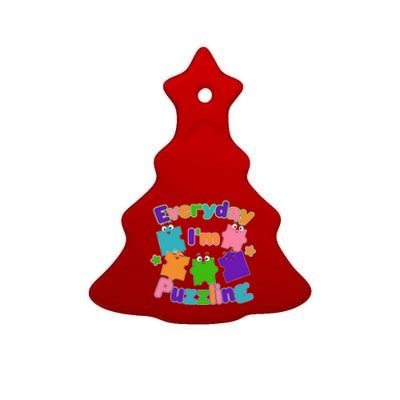 Cute Everyday I'm Puzzling Autism Awareness Ceramic Tree Ornament