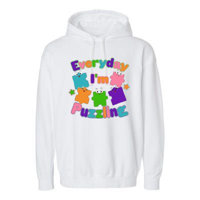 Cute Everyday I'm Puzzling Autism Awareness Garment-Dyed Fleece Hoodie