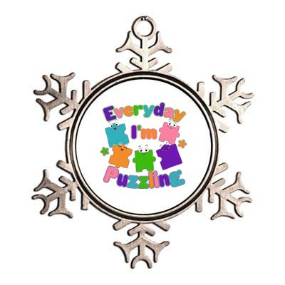 Cute Everyday I'm Puzzling Autism Awareness Metallic Star Ornament