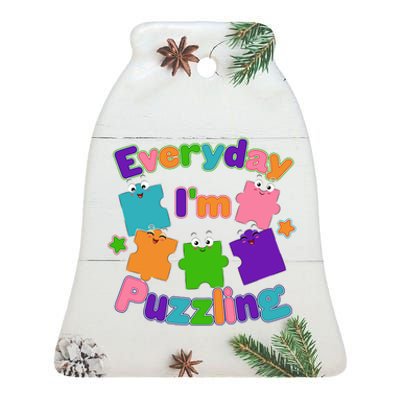 Cute Everyday I'm Puzzling Autism Awareness Ceramic Bell Ornament