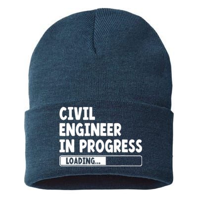 Civil Engineer In Progress Engineering Funny Civil Engineer Sustainable Knit Beanie