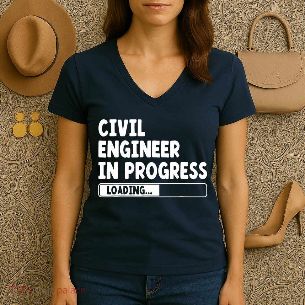 Civil Engineer In Progress Engineering Funny Civil Engineer Women's V-Neck T-Shirt