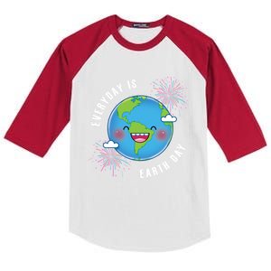 Cute Everyday Is Earth Day Climate Change Awareness Gift Kids Colorblock Raglan Jersey