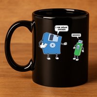 Computer Engineering I Men Father Son Floppy Disk Engineer Short Sleeve 11oz C Handle Ceramic Mug