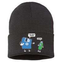 Computer Engineering I Men Father Son Floppy Disk Engineer Short Sleeve Sustainable Knit Beanie