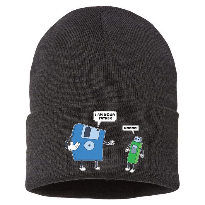 Computer Engineering I Men Father Son Floppy Disk Engineer Short Sleeve Sustainable Knit Beanie