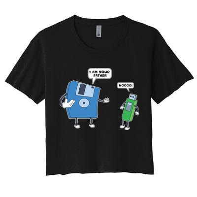 Computer Engineering I Men Father Son Floppy Disk Engineer Short Sleeve Women's Crop Top Tee