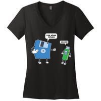 Computer Engineering I Men Father Son Floppy Disk Engineer Short Sleeve Women's V-Neck T-Shirt