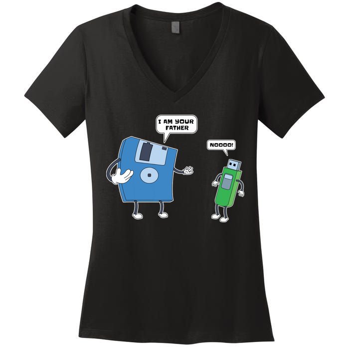 Computer Engineering I Men Father Son Floppy Disk Engineer Short Sleeve Women's V-Neck T-Shirt