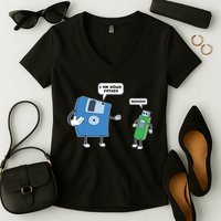 Computer Engineering I Men Father Son Floppy Disk Engineer Short Sleeve Women's V-Neck T-Shirt