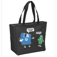 Computer Engineering I Men Father Son Floppy Disk Engineer Short Sleeve Zip Tote Bag