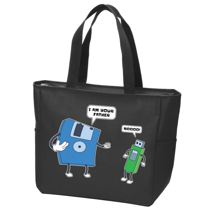 Computer Engineering I Men Father Son Floppy Disk Engineer Short Sleeve Zip Tote Bag