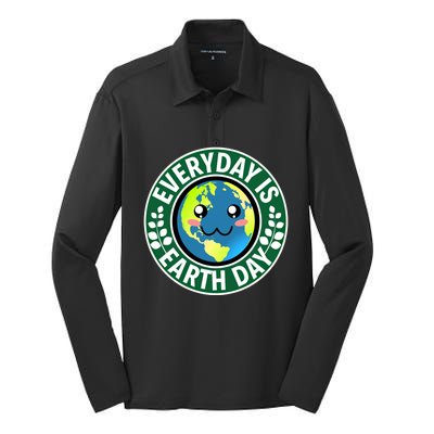 Cute Everyday Is Earth Day Environtal Eco Planet Gift Silk Touch Performance Long Sleeve Polo