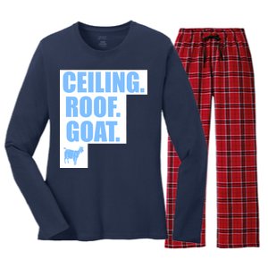 Ceiling. Roof. Goat. The Ceiling is the Roof The Goat of Basketball Women's Long Sleeve Flannel Pajama Set 