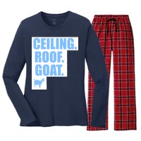 Ceiling. Roof. Goat. The Ceiling is the Roof The Goat of Basketball Women's Long Sleeve Flannel Pajama Set 