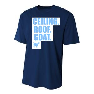 Ceiling. Roof. Goat. The Ceiling is the Roof The Goat of Basketball Youth Performance Sprint T-Shirt