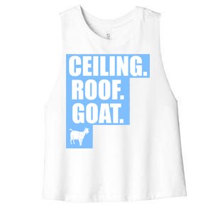 Ceiling. Roof. Goat. The Ceiling is the Roof The Goat of Basketball Women's Racerback Cropped Tank