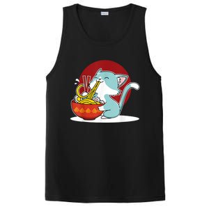 Cat Eating Japanese Ramen Noodles Soup Bowl Kawaii Kitten PosiCharge Competitor Tank