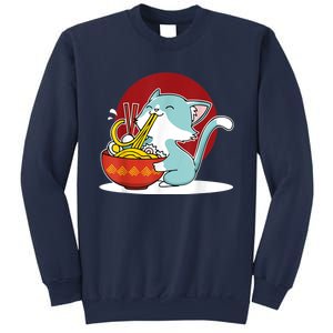 Cat Eating Japanese Ramen Noodles Soup Bowl Kawaii Kitten Sweatshirt