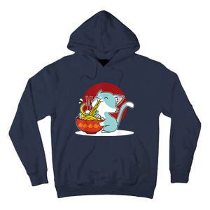 Cat Eating Japanese Ramen Noodles Soup Bowl Kawaii Kitten Tall Hoodie