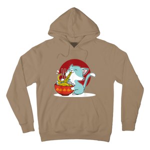 Cat Eating Japanese Ramen Noodles Soup Bowl Kawaii Kitten Hoodie