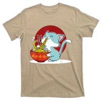 Cat Eating Japanese Ramen Noodles Soup Bowl Kawaii Kitten T-Shirt