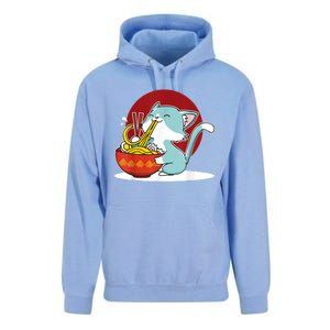 Cat Eating Japanese Ramen Noodles Soup Bowl Kawaii Kitten Unisex Surf Hoodie