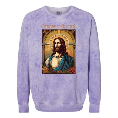 Christian Easter Jesus Christ Is Risen Colorblast Crewneck Sweatshirt