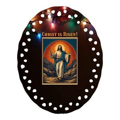 Christian Easter Jesus Christ Is Risen Ceramic Oval Ornament