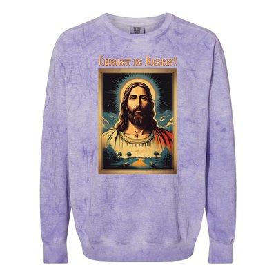 Christian Easter Jesus Christ Is Risen Colorblast Crewneck Sweatshirt