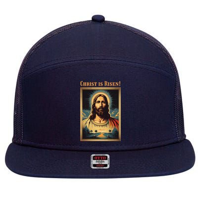 Christian Easter Jesus Christ Is Risen 7 Panel Mesh Trucker Snapback Hat