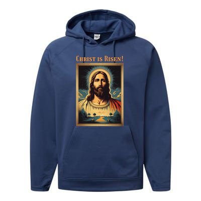 Christian Easter Jesus Christ Is Risen Performance Fleece Hoodie