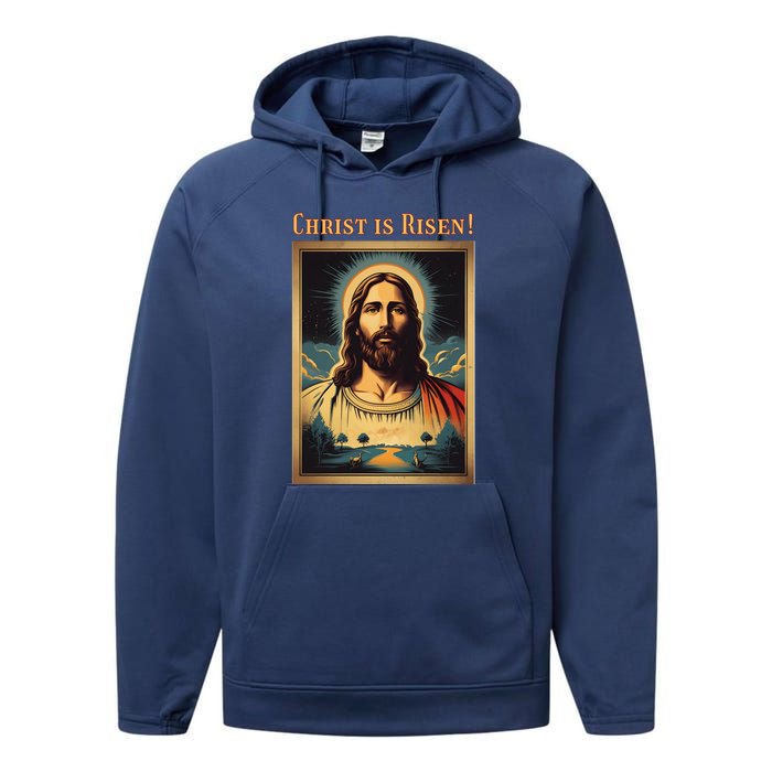 Christian Easter Jesus Christ Is Risen Performance Fleece Hoodie