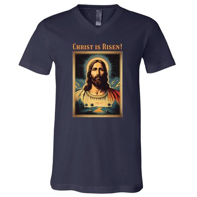 Christian Easter Jesus Christ Is Risen V-Neck T-Shirt