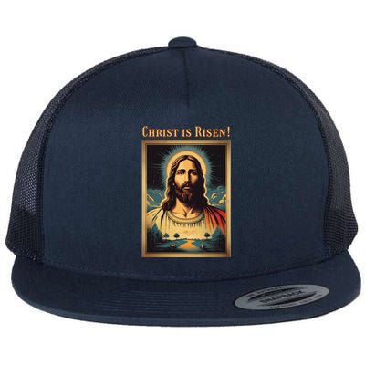 Christian Easter Jesus Christ Is Risen Flat Bill Trucker Hat