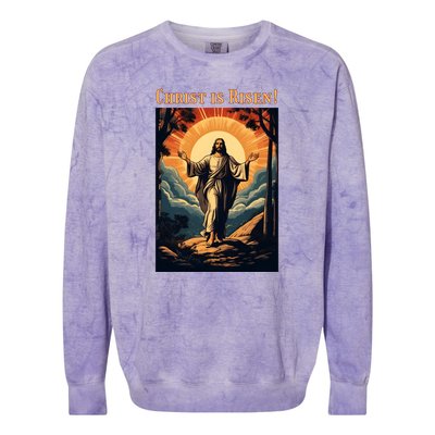 Christian Easter Jesus Christ Is Risen Colorblast Crewneck Sweatshirt