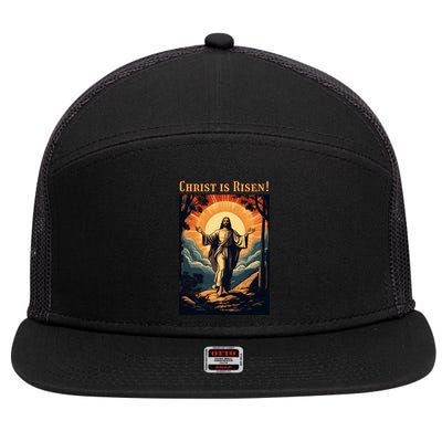 Christian Easter Jesus Christ Is Risen 7 Panel Mesh Trucker Snapback Hat