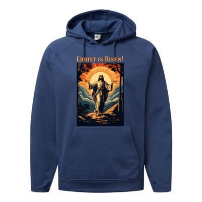 Christian Easter Jesus Christ Is Risen Performance Fleece Hoodie