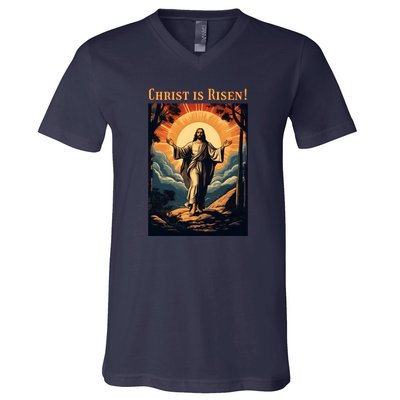 Christian Easter Jesus Christ Is Risen V-Neck T-Shirt