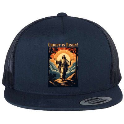 Christian Easter Jesus Christ Is Risen Flat Bill Trucker Hat