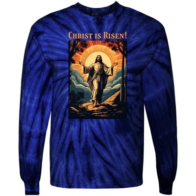 Christian Easter Jesus Christ Is Risen Tie-Dye Long Sleeve Shirt