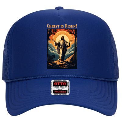 Christian Easter Jesus Christ Is Risen High Crown Mesh Back Trucker Hat