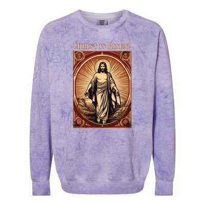 Christian Easter Jesus Christ Is Risen Colorblast Crewneck Sweatshirt