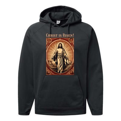 Christian Easter Jesus Christ Is Risen Performance Fleece Hoodie