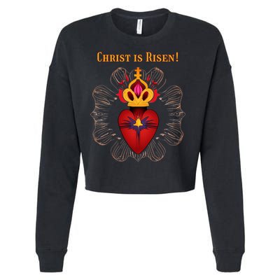 Christian Easter Jesus Christ Is Risen Cropped Pullover Crew