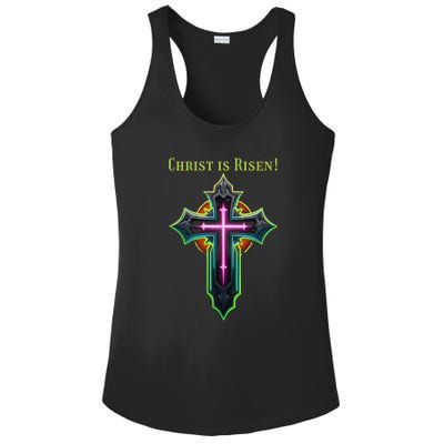 Christian Easter Jesus Christ Is Risen Ladies PosiCharge Competitor Racerback Tank