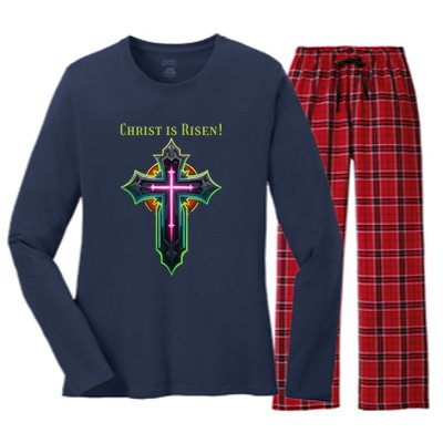 Christian Easter Jesus Christ Is Risen Women's Long Sleeve Flannel Pajama Set 