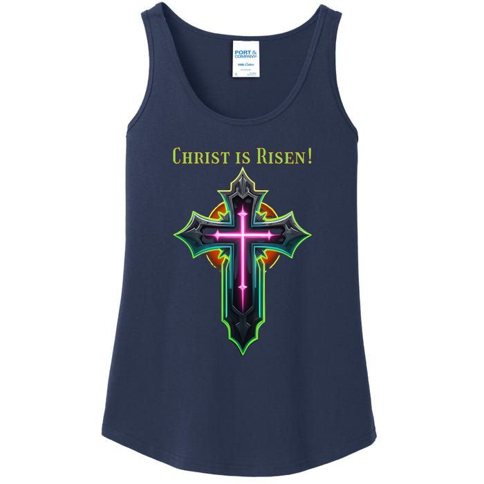 Christian Easter Jesus Christ Is Risen Ladies Essential Tank